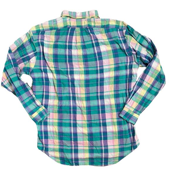 Ralph Lauren Shirt Mens M Colorful Madras Vintage Button Down Crest Golf Pocket - Picture 9 of 10
